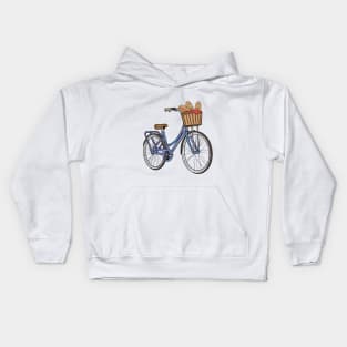 Women's bike with Basket & Bread Kids Hoodie